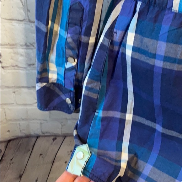 Puma cotton plaid snap down tunic blouse dress S - Picture 4 of 8